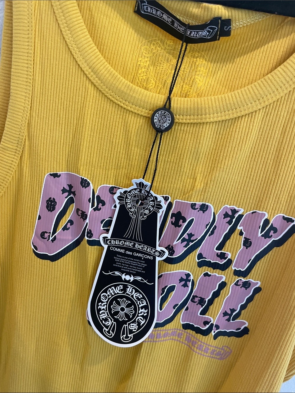Chrome Hearts X deadly doll Yellow Ribbed dress - Picture 3 of 3